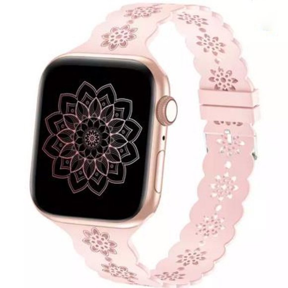 Mandala Lace Silicone Apple watch band laser cut women’s apple watch band, apple - Picture 6 of 8